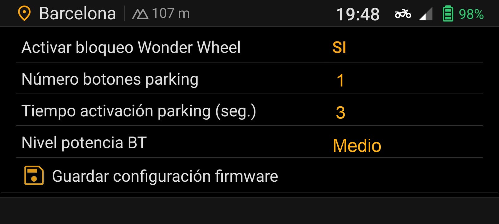 Pantalla de configuración firmware del kit MMLink