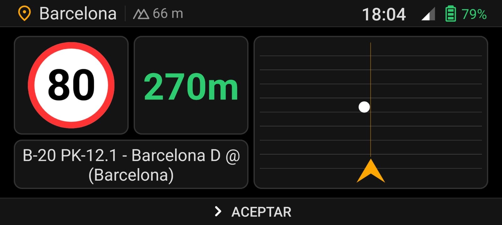 Pantalla de aviso de radar en Moto Media Link