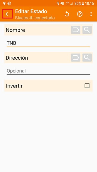 Volver desde el estado Bluetooth conectado