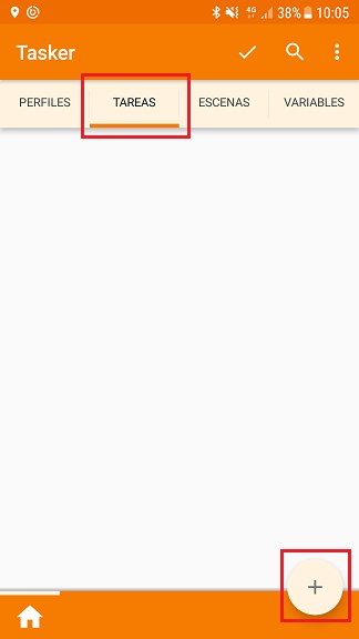 Crear nueva tarea en Tasker